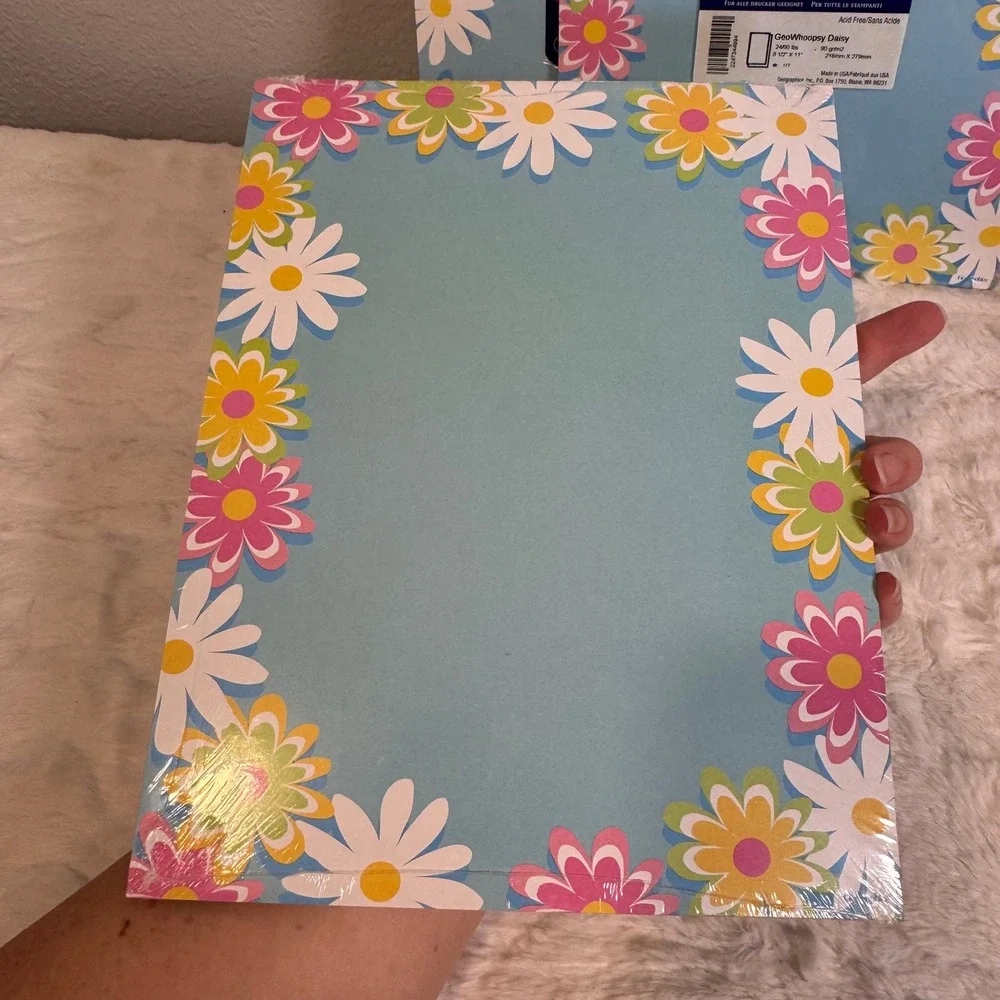3pk Geographics Whoopsy Daisy Design Paper 75ct Blue Floral 8.5x11 Printer Paper